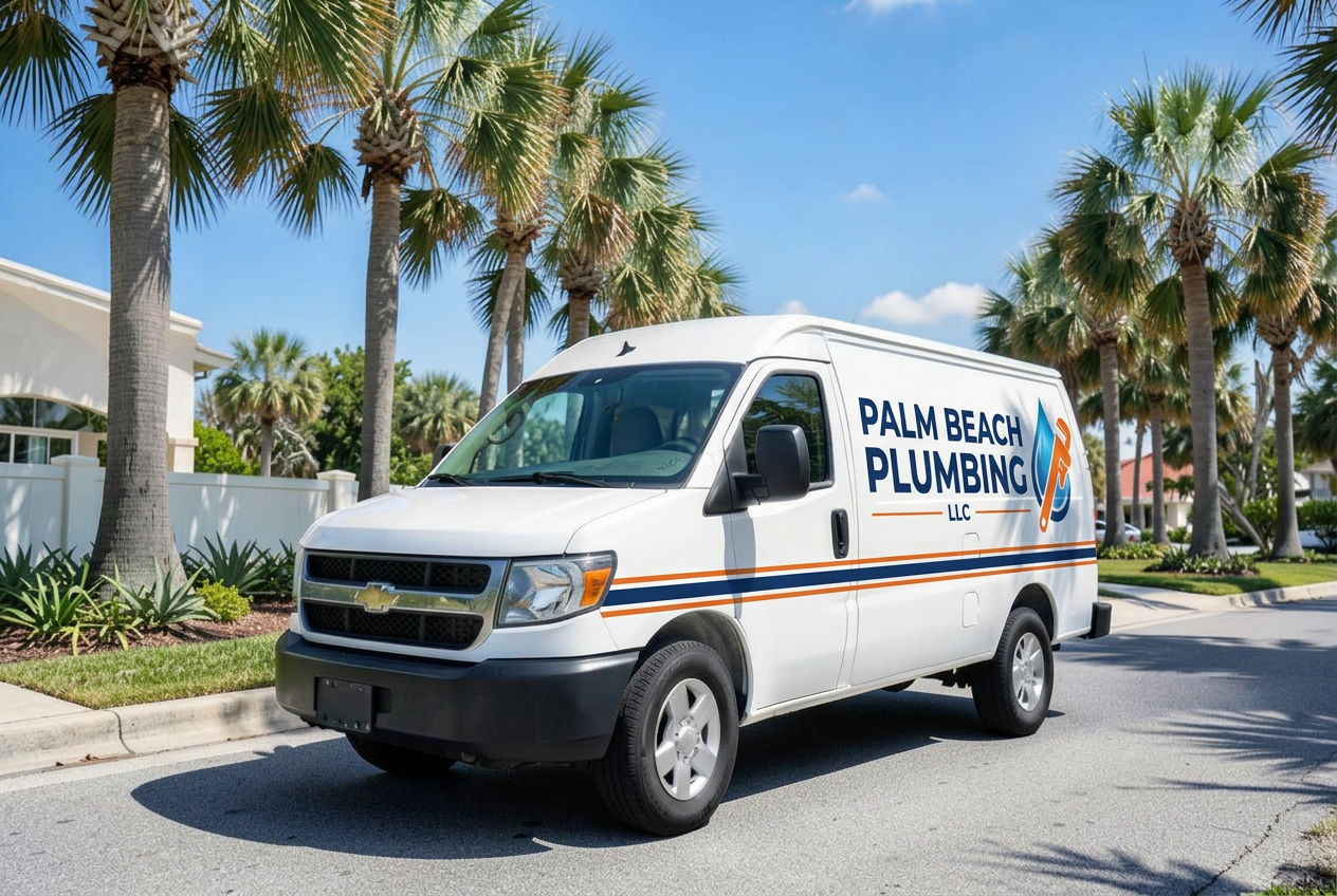 Palm Beach Plumbing service van serving Palm Beach County